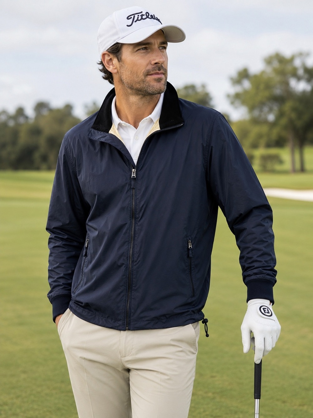 Peter Millar men's Hartford lightweight golf windbreaker dark navy blue Sz L
